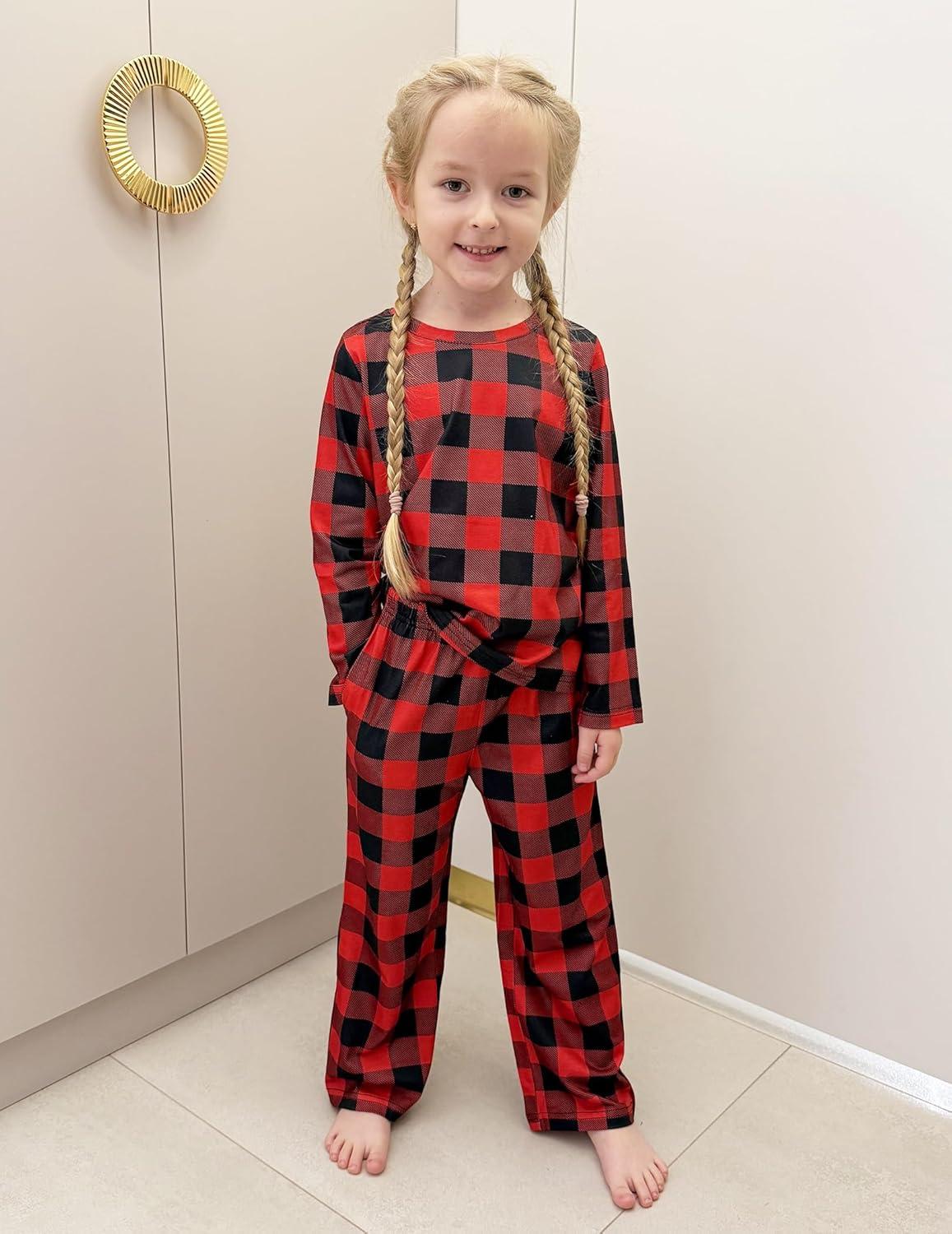 image:imageArshiner Pajamas Set for Girls Long Sleeve amp Pants Pjs Soft Cute Print Lounge SetsRed Plaid