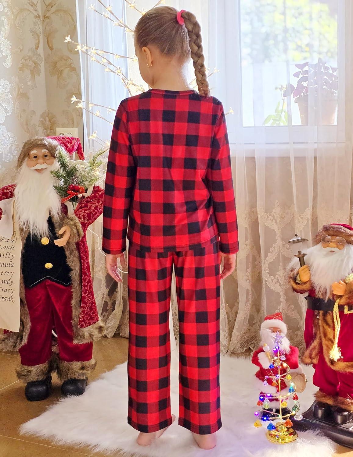 image:imageArshiner Pajamas Set for Girls Long Sleeve amp Pants Pjs Soft Cute Print Lounge SetsRed Plaid