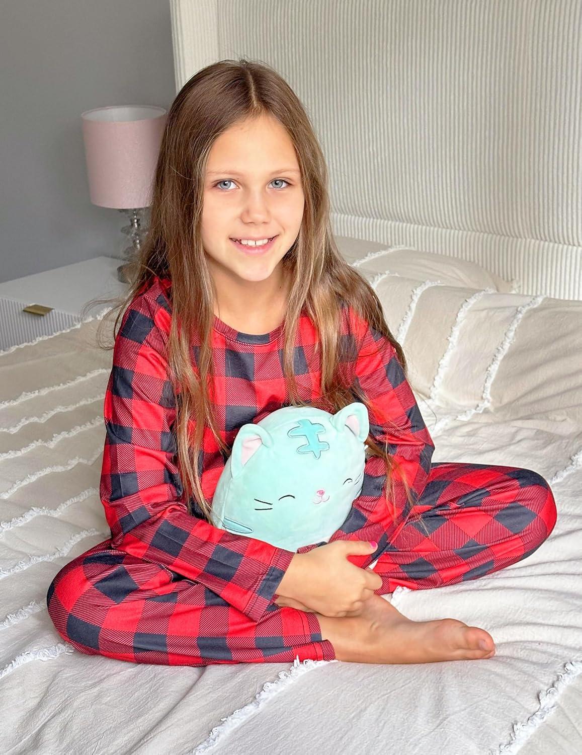 image:imageArshiner Pajamas Set for Girls Long Sleeve amp Pants Pjs Soft Cute Print Lounge SetsRed Plaid