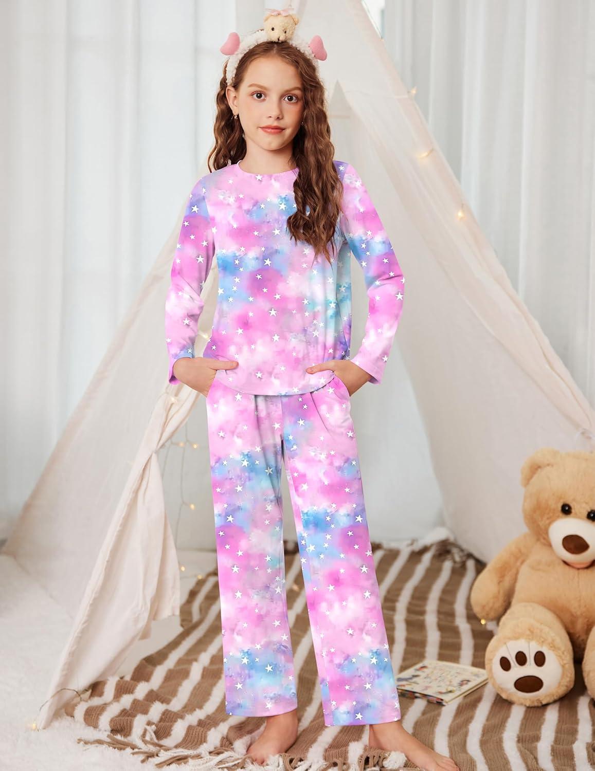 image:imageArshiner Pajamas Set for Girls Long Sleeve amp Pants Pjs Soft Cute Print Lounge SetsTie Dye Stars