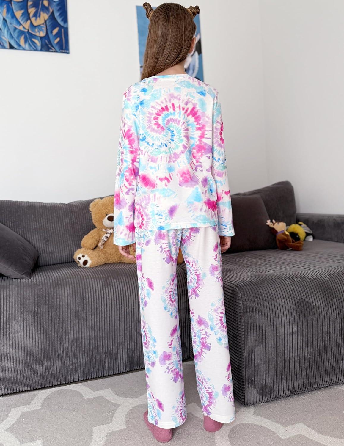 image:imageArshiner Pajamas Set for Girls Long Sleeve amp Pants Pjs Soft Cute Print Lounge SetsTie Dye Swirls