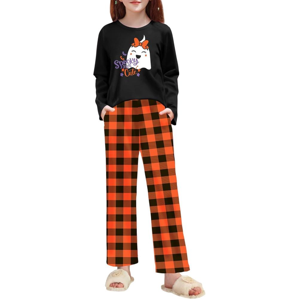 image:imageArshiner Pajamas Set for Girls Long Sleeve amp Pants Pjs Soft Cute Print Lounge SetsHalloween Plaid