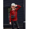 Arshiner Girls Long Sleeve T Shirts Round Neck Curve Hem Side Slit Basic Casual Loose Tunic Soft Tops(Red Black Plaid)