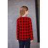 Arshiner Girls Long Sleeve T Shirts Round Neck Curve Hem Side Slit Basic Casual Loose Tunic Soft Tops(Red Black Plaid)