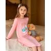 Arshiner Girls Nightgowns Long Sleeve Print Pajamas Nightdress for Kids Soft Sleep Wear Nighties(Watermelon Red/Potted Cat)