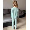 Arshiner Pajamas Set for Girls Long Sleeve & Pants Pjs Soft Cute Print Lounge Sets(Daisy Green)