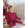 Arshiner Pajamas Set for Girls Long Sleeve & Pants Pjs Soft Cute Print Lounge Sets(Red Plaid)