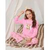 Arshiner Pajamas Set for Girls Long Sleeve & Pants Pjs Soft Cute Print Lounge Sets(Teddy Pink)