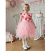 Arshiner Toddler Tutu Dress Little Girls Irregular Tulle Princess Birthday Party Formal Dresses(Pink Red Heart)