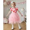 Arshiner Toddler Tutu Dress Little Girls Irregular Tulle Princess Birthday Party Formal Dresses(Pink Red Heart)