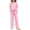 Arshiner Pajamas Set for Girls Long Sleeve & Pants Pjs Soft Cute Print Lounge Sets(Pink)