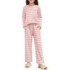 Arshiner Pajamas Set for Girls Long Sleeve & Pants Pjs Soft Cute Print Lounge Sets(Pink Stripe)
