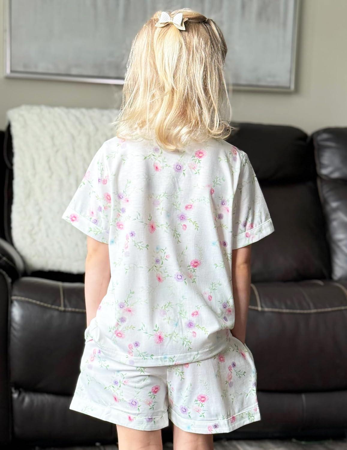 image:imageArshiner Girls Pajamas Sets Short Sleeve Kids Pjs Button Down Sleepwear for 413YFlower Print