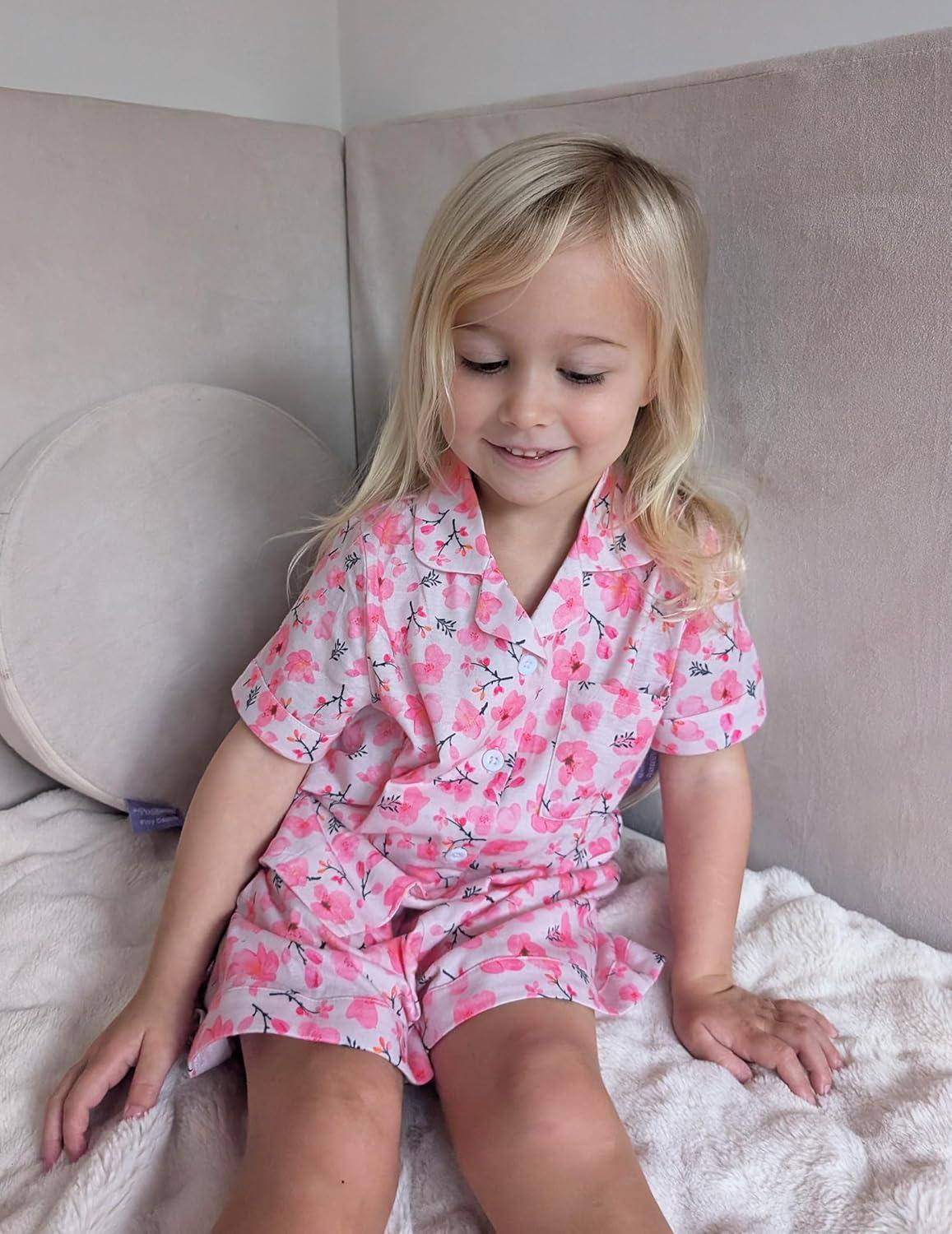 image:imageArshiner Girls Pajamas Sets Short Sleeve Kids Pjs Button Down Sleepwear for 413YPink Flower