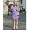 Arshiner Girls 2 Piece Outfits Summer Clothes Short Sleeve Drop Shoulder Shirt and Skirt with Built-in Shorts Athletic Sets(Purple)