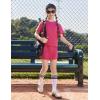 Arshiner Girls 2 Piece Outfits Summer Clothes Short Sleeve Drop Shoulder Shirt and Skirt with Built-in Shorts Athletic Sets(Rose Pink)