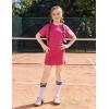 Arshiner Girls 2 Piece Outfits Summer Clothes Short Sleeve Drop Shoulder Shirt and Skirt with Built-in Shorts Athletic Sets(Rose Pink)