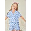 Arshiner Girls Pajamas Sets Short Sleeve Kids Pjs Button Down Sleepwear for 4-13Y(Blue Flower)