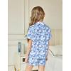 Arshiner Girls Pajamas Sets Short Sleeve Kids Pjs Button Down Sleepwear for 4-13Y(Blue Flower)