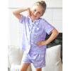 Arshiner Girls Pajamas Sets Short Sleeve Kids Pjs Button Down Sleepwear for 4-13Y(Purple Flower)