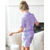 Arshiner Girls Pajamas Sets Short Sleeve Kids Pjs Button Down Sleepwear for 4-13Y(Purple Flower)