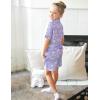 Arshiner Girls Pajamas Sets Short Sleeve Kids Pjs Button Down Sleepwear for 4-13Y(Purple Flower)