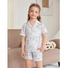 Arshiner Girls Pajamas Sets Short Sleeve Kids Pjs Button Down Sleepwear for 4-13Y(White Flower)