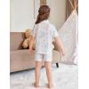 Arshiner Girls Pajamas Sets Short Sleeve Kids Pjs Button Down Sleepwear for 4-13Y(White Flower)
