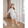Arshiner Girls Pajamas Sets Short Sleeve Kids Pjs Button Down Sleepwear for 4-13Y(White Flower)
