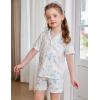 Arshiner Girls Pajamas Sets Short Sleeve Kids Pjs Button Down Sleepwear for 4-13Y(White Flower)