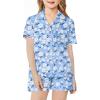 Arshiner Girls Pajamas Sets Short Sleeve Kids Pjs Button Down Sleepwear for 4-13Y(Blue Flower)