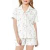 Arshiner Girls Pajamas Sets Short Sleeve Kids Pjs Button Down Sleepwear for 4-13Y(Flower Print)