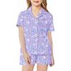 Arshiner Girls Pajamas Sets Short Sleeve Kids Pjs Button Down Sleepwear for 4-13Y(Purple Flower)