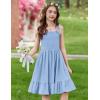 Arshiner Girls Summer Dress Tween Spaghetti Strap Smocked Casual Beach Sundress with Pockets 6-14Y(Blue)