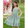 Arshiner Girls Summer Dress Tween Spaghetti Strap Smocked Casual Beach Sundress with Pockets 6-14Y(Green)