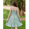 Arshiner Girls Summer Dress Tween Spaghetti Strap Smocked Casual Beach Sundress with Pockets 6-14Y(Green)