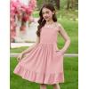 Arshiner Girls Summer Dress Tween Spaghetti Strap Smocked Casual Beach Sundress with Pockets 6-14Y(Light Pink)
