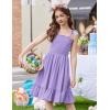 Arshiner Girls Summer Dress Tween Spaghetti Strap Smocked Casual Beach Sundress with Pockets 6-14Y(Lilac)