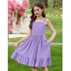 Arshiner Girls Summer Dress Tween Spaghetti Strap Smocked Casual Beach Sundress with Pockets 6-14Y(Lilac)