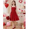 Arshiner Girls Summer Dress Tween Spaghetti Strap Smocked Casual Beach Sundress with Pockets 6-14Y(Red)