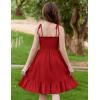 Arshiner Girls Summer Dress Tween Spaghetti Strap Smocked Casual Beach Sundress with Pockets 6-14Y(Red)