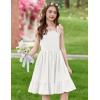 Arshiner Girls Summer Dress Tween Spaghetti Strap Smocked Casual Beach Sundress with Pockets 6-14Y(White)