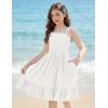 Arshiner Girls Summer Dress Tween Spaghetti Strap Smocked Casual Beach Sundress with Pockets 6-14Y(White)