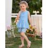 Arshiner Girls Clothes Summer 2 Piece Outfits Sleeveless Butterfly Knot Ruffle Hem Tops and Shorts Kids Short Sets 2-10 Years(Blue&floral)
