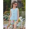 Arshiner Girls Clothes Summer 2 Piece Outfits Sleeveless Butterfly Knot Ruffle Hem Tops and Shorts Kids Short Sets 2-10 Years(Light Blue&floral)