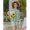 Arshiner Girls Clothes Summer 2 Piece Outfits Sleeveless Butterfly Knot Ruffle Hem Tops and Shorts Kids Short Sets 2-10 Years(Light Green&daisy)