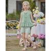 Arshiner Girls Clothes Summer 2 Piece Outfits Sleeveless Butterfly Knot Ruffle Hem Tops and Shorts Kids Short Sets 2-10 Years(Light Green&daisy)