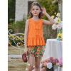 Arshiner Girls Clothes Summer 2 Piece Outfits Sleeveless Butterfly Knot Ruffle Hem Tops and Shorts Kids Short Sets 2-10 Years(Orange&floral)