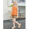 Arshiner Girls Clothes Summer 2 Piece Outfits Sleeveless Butterfly Knot Ruffle Hem Tops and Shorts Kids Short Sets 2-10 Years(Orange&floral)