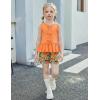 Arshiner Girls Clothes Summer 2 Piece Outfits Sleeveless Butterfly Knot Ruffle Hem Tops and Shorts Kids Short Sets 2-10 Years(Orange&floral)